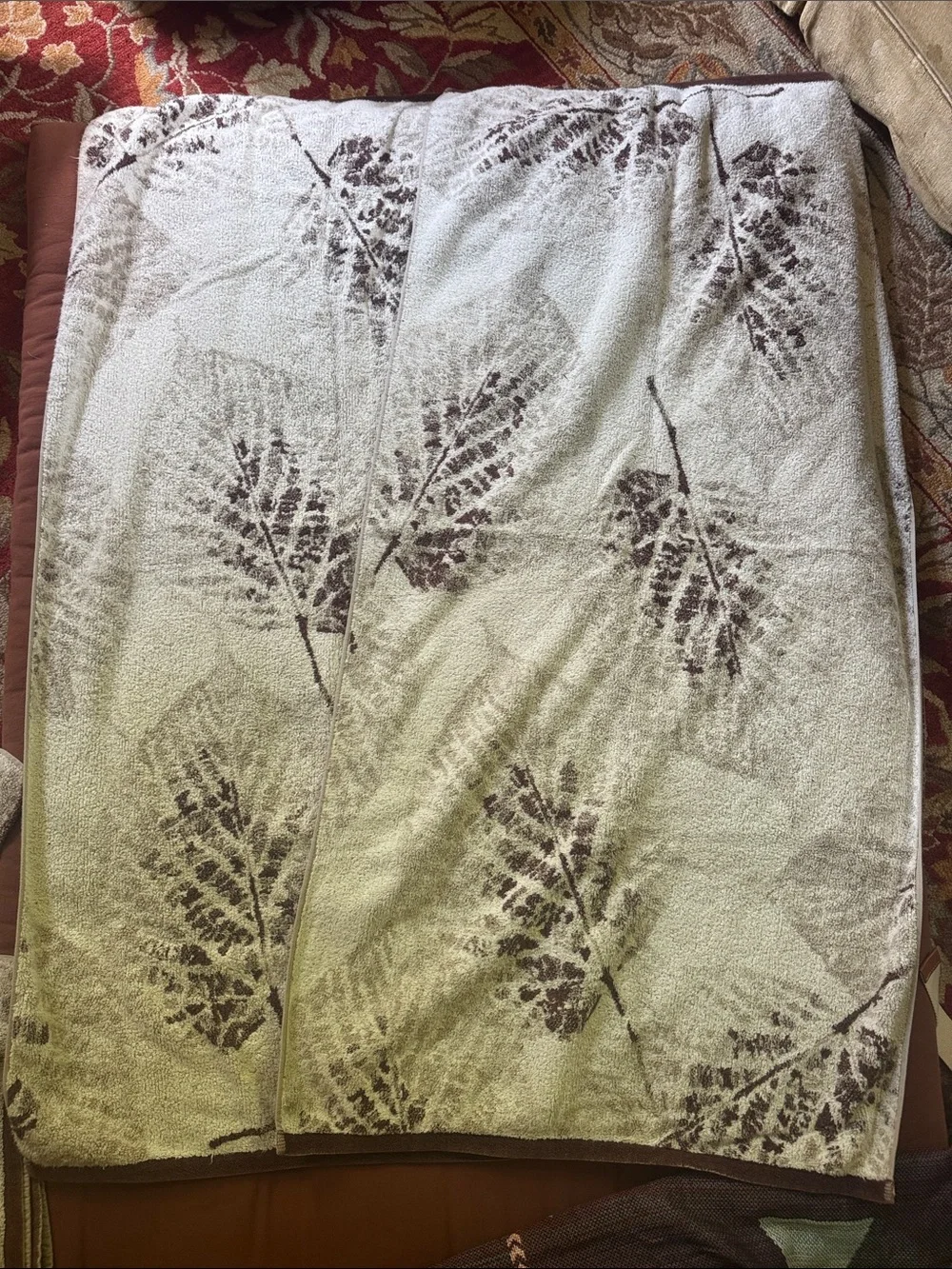Espalma luxury towel set 6 bathroom wash cloth leaf leaves nature print cotton